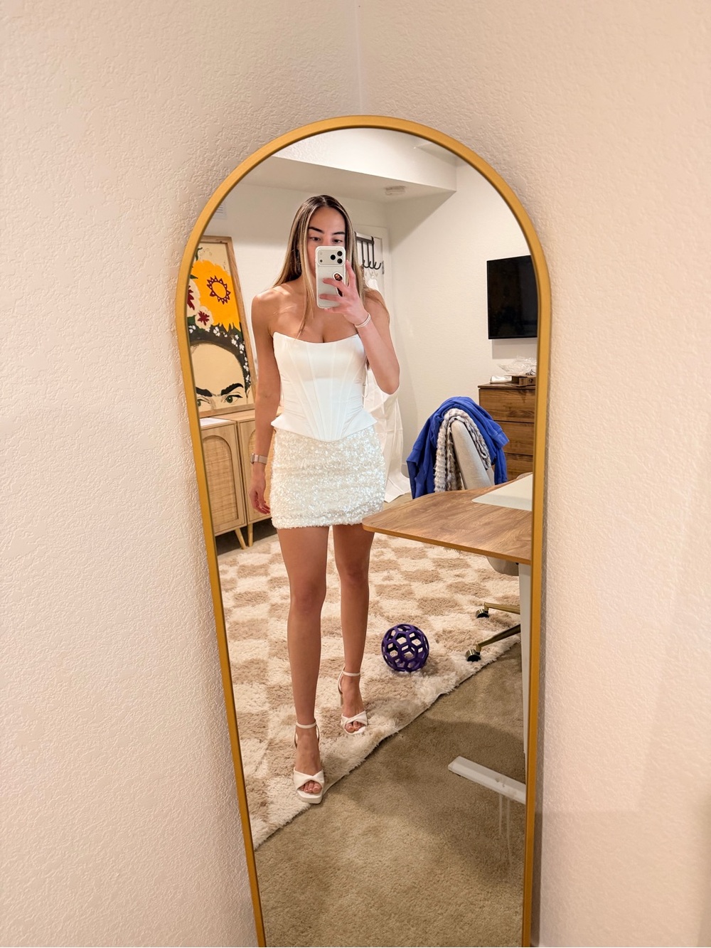 12th Tribe Esme Sequin Mini Skirt Ivory SZ. small - Picture 4 of 6